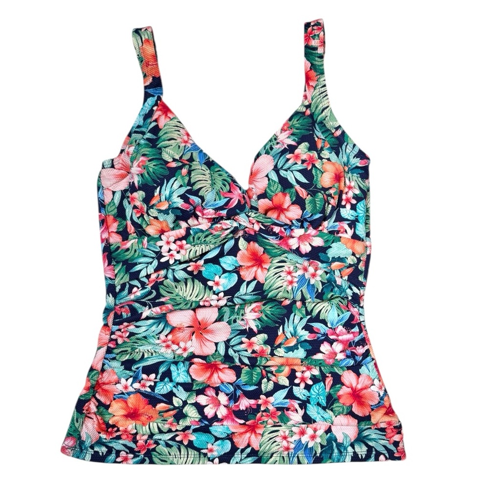 Tommy Bahama Island Cays Flora Underwire Front Twist Tankini Top - Picture 15 of 15